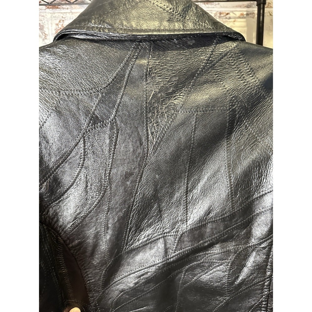 Leather & Soul Men's Black Leather Jacket XL Full Zip Lined Spread Collar Short - Picture 8 of 13